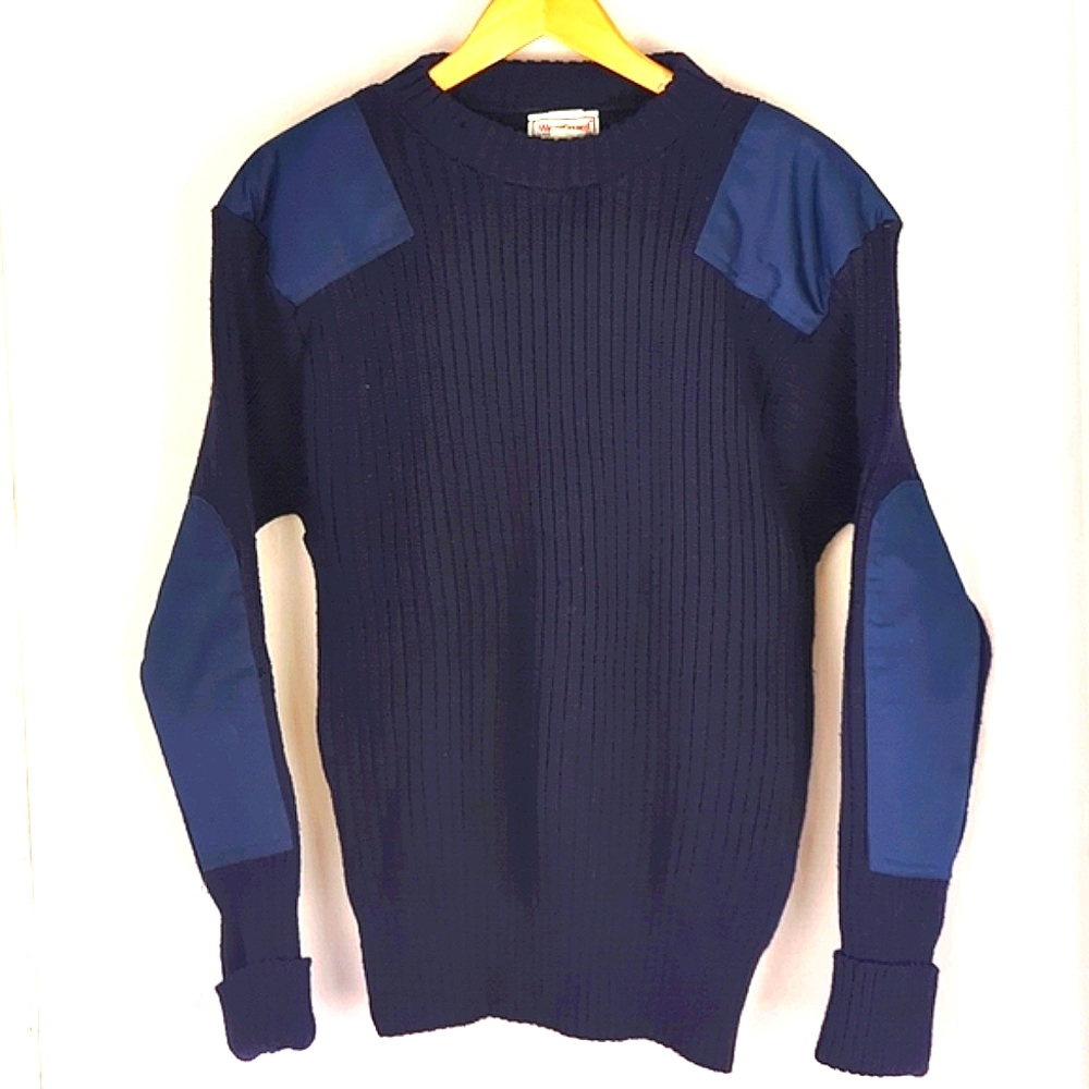 VINTAGE Military 100% Wool Blue Ribbed Airman Combat Sweater